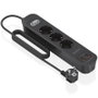 Aisens Regleta con Interruptor ASPS-2A2C11-BK con 3 Tomas de Corriente y 4 Puertos USB, Negro